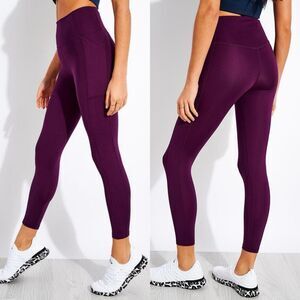 Girlfriend Collective women's High Waisted 7/8 Pocket Legging - Plum size Small